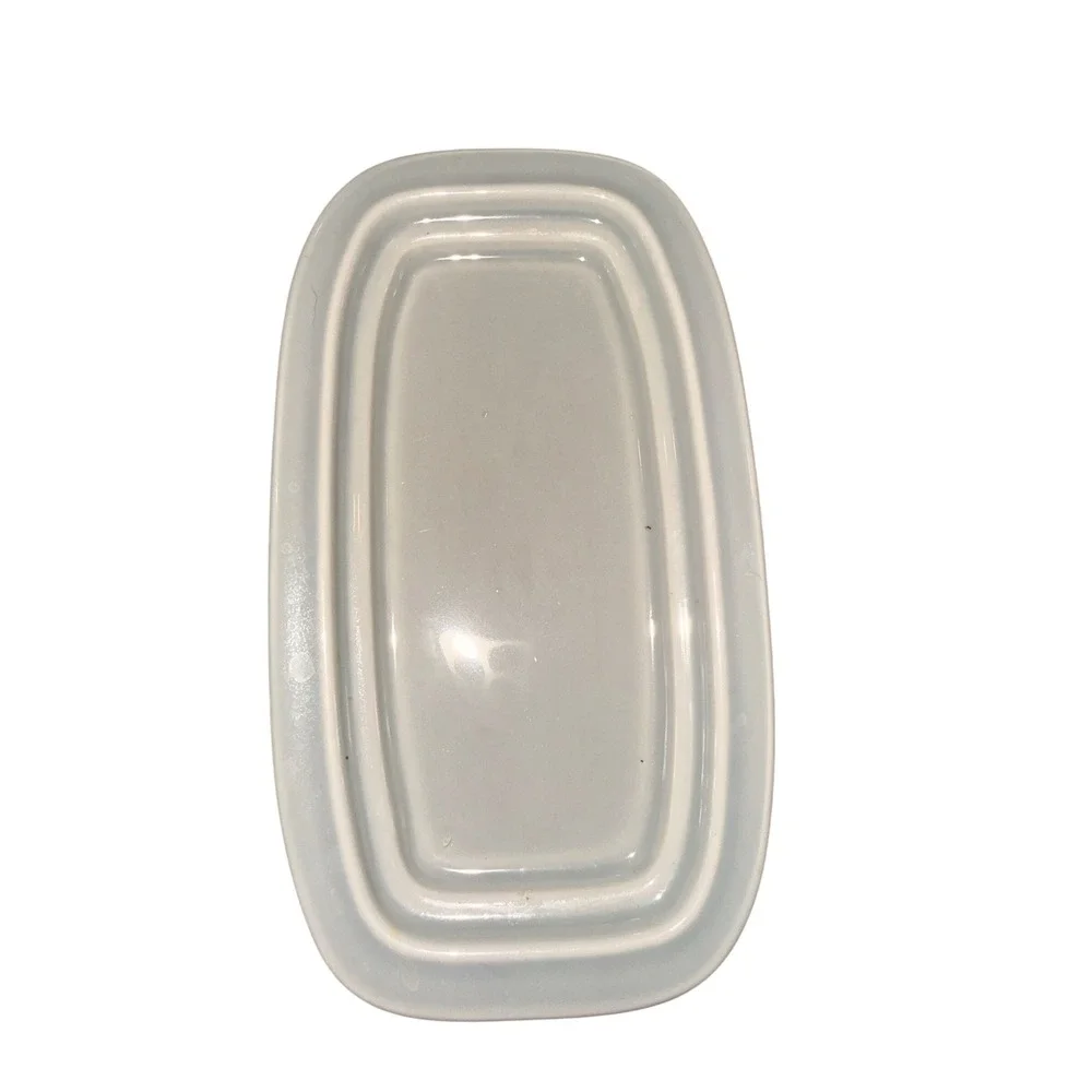 Fiesta Pearl Gray Extra Large Butter Dish with Lid Ceramic USA Art Deco‎ HLC